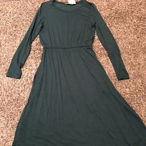Reborn J deep green cotton midi dress